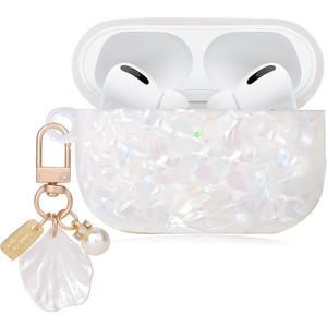 Cute Cases for AirPod Pro 3, Bling Marble Design, Shell Pearl Keychain, Hard TPU Cover for Women Girls, 2025 New Released