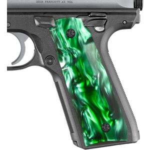 Cool Hand Ruger Mark IV 22/45 Lite Grips, High Polished Synthetic Green Pearl, Fits Generation 4 Rimfire Pistol NOT for Gen 3, Gold Screws Included