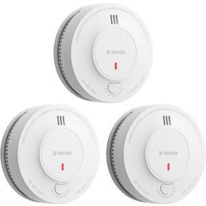 X-Sense Smoke Alarm, 10-Year Battery Fire Alarm Smoke Detector with LED Indicator & Silence Button, SD2J0AX, 3-Pack