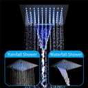 Shower Faucet Set 64 Color LED Thermostatic Shower System Black Digital Display Rainfall Shower System Ceiling Mounted Shower Complete Combo Set with 12 Inch 2 Functional Shower Head