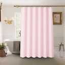 Inhousolu Boho Farmhouse Shower Curtain with Fabric Liner Set, Faux Linen Textured, 14 Metal Hooks Luxury Weighted Hem, Washable Wrinkle Free Bath Curtain for Hotel Bathroom 72" W x 84" L Pink