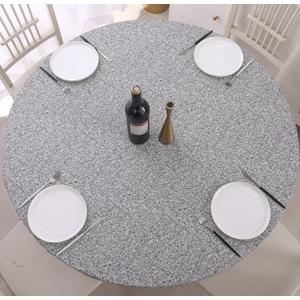 Walrus Round Vinyl Fitted Tablecloth with Flannel Backing Elastic Edge Design Table Cover Waterproof Oil-Proof PVC Table Cloth Stain-Resistant Best for 32"-36" Round