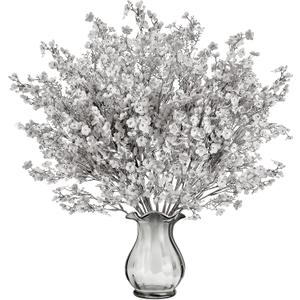 Sggvecsy 15 Pcs Babys Breath Artificial Flowers Gypsophila Bouquets Bulk Real Touch Fake Silk Flowers for Home DIY Floral Arrangement Table Centerpiece Fall Thanksgiving Autumn Decoration (Grey)