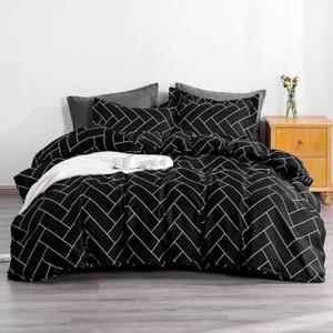 NTBAY Microfiber Twin Duvet Cover Set, 2 Pieces Ultra Soft Brick Printed Comforter Cover Set with Zipper Closure and Corner Ties, Black