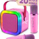 Move2Play, Karaoke Machine for Kids | Includes 20+ Kid Songs | 2 Microphones | Connect with Bluetooth | 3, 4, 5, 6, 7+ Year Old Gift | Toy for Girls, Boys, & Toddler | Birthday Present (Pink Pop)