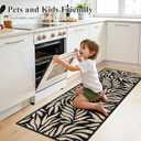 Ileading Hallway Runner Rug 2x6ft Kitchen Floor Mat Modern Leaves Non Slip Throw Rugs Busy Traffic Extended Indoor Doormat Machine Washable Accent Carpet for Laundry Bedroom(Black)