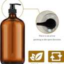 4 Pack 32 oz Amber Glass Pump Bottles, Glass Dispenser Bottles with Pump, Boston Round Bottles with Pumps for Shampoo and Conditioner, Body Shower, Lotion, Soap, Massage Oils