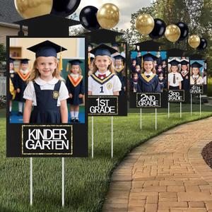 Briwooody 13 Pcs DIY Graduation Yard Sign 2026 Including Kindergarten to 12th Grade Picture Photo Personalized Display 2026 Graduation Party Decorations Supplies for Outdoor Lawn Yard(Black)
