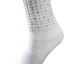 Irish Dance Poodle Socks w/Crystals, Championship Length, White, X-Small-Large (White)