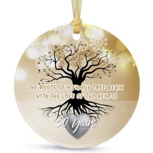 50th Anniversary Wedding Ornament 2025 Christmas Hanging for Couple,50 Years as Mr and Mrs,Xmas Wedding Gift for Parents,Ceramic Ornament for 50th Husband&Wife Married (2.9")