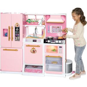 Disney Princess Style Collection Fresh Prep Gourmet Kitchen, Interactive Pretend Play Kitchen for Girls & Kids with Realistic Steam, Complete Meal Kit & 35+ Accessories