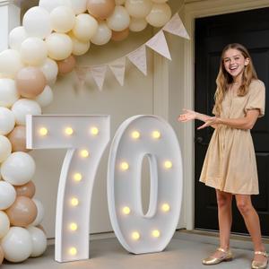 imprsv 3FT Marquee Numbers 70, Light Up Numbers for 70th Birthday Party Decorations, Light Up Sign 70 for Anniversary Party Decor, Pre-Cut Foam Board Kit