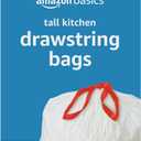 Amazon Basics Tall Kitchen Drawstring Trash Bags, 13 Gallon, Unscented, 45 Count