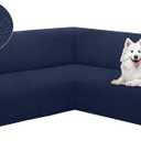 HDCAXKJ Sectional Couch Cover L Shape Stretch Sofa Covers Washable Jacquard Corner Couch Slipcover Non Slip Sectional Slip Cover U Shaped Furniture Protector for Pets Dogs (Navy Blue, X-Large)