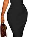 PINSV Women's Sleeveless Crew Neck Bodycon Maxi Dress - Stretchy Form Fitting Long Dress for Casual Daily Party (Black, XXL)