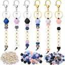 Landical 342 Pcs DIY Bead Keychain Kit Colorful Silicone Bead Personalized Letter Jewelry for DIY Key Ring Women Teacher Gift