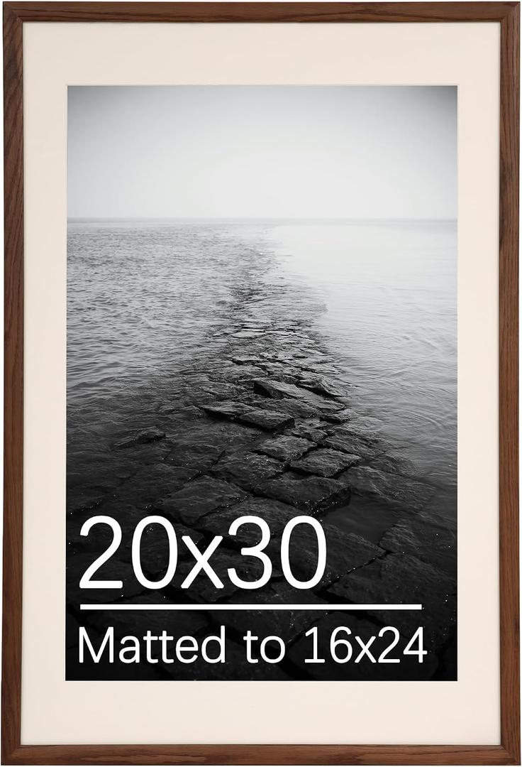 20x30 Solid Oak Wood Picture Frame with 16x24 Mat Opening