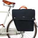 TOURBON Canvas Cycling Bicycle Bike Pannier Rear Seat Bag Rack Trunk (Waterproof, Roll-Up) (Black)