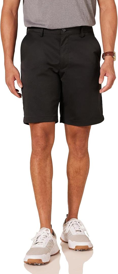 Amazon Essentials Men's Classic-Fit Stretch Golf Shorts with Moisture-Wicking, Active Waistband (32, Black)