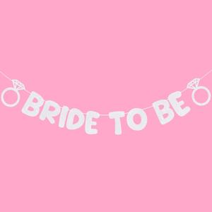Breling Pre Strung Bride to Be Glitter Banner Bridal Shower Decorations Bride to Be Sign Bachelorette Party Banner Bridal Shower Garland for Engagement Wedding Party Decorations(White)