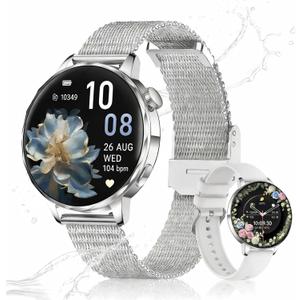 Smart Watch for Women,1.27 Inch HD Touchscreen,Bluetooth Calling,Heart Rate & Sleep Tracking, 100+ Sports Modes,IP68 Waterproof Fitness Tracker for Android & iPhone (Silver)