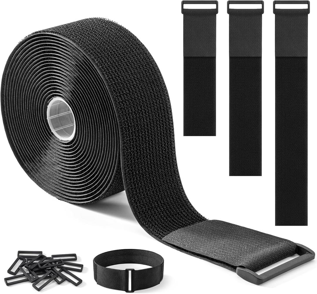Trilancer 16Ft x 2In Heavy Duty Hook and Loop Straps with 15 Buckles  Adjustable, Cut-to-Length, Reusable Cinch Straps for Securing Cables, Hoses, Pipes, and More (2In x 16Ft)
