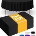Niuara Black Plastic Table Cloth - 15 Pack 84" Round Disposable Tablecloths for Round Tables, Table Cover for Holiday Parties & Gatherings