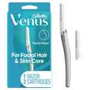 Gillette Venus Dermaplaning Tool, 2 Blade Refills, Exfoliating Face Razors for Women, Eyebrow and Facial Dermaplane Razor