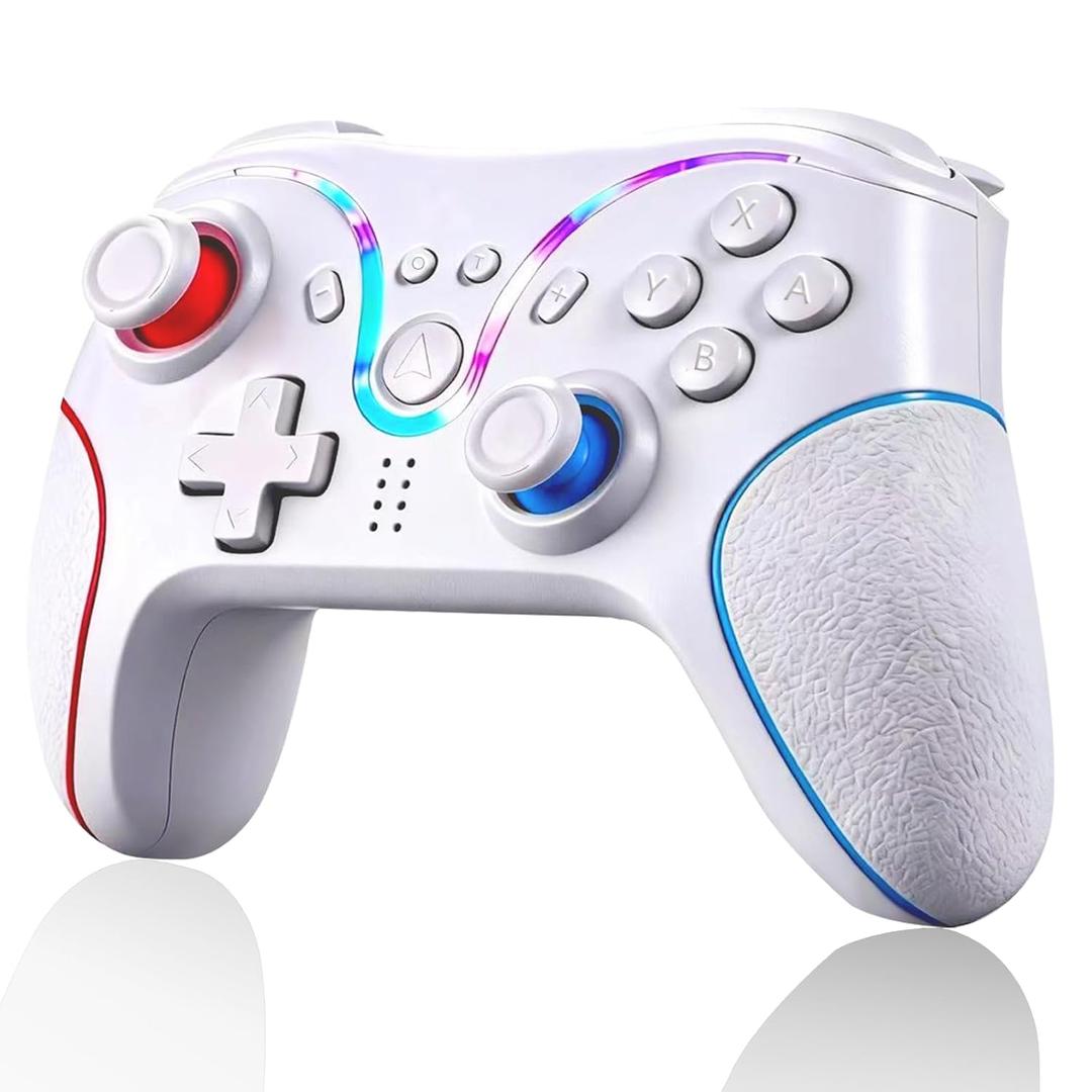 AURITHYX Switch Pro Controllers Compatible with Nintendo Switch/Lite/OLED/PC, Game Gamepad with Dual Vibration/Gyro Axis/Turbo/Programmable/RGB LightingBeige