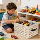 Alphabet Kids Storage Bins, Boho ABC Educational Foldable Closet Organizers Storage Basket Toybox for Toddler Playroom Nursery Preschool Classroom Clothes Bed Sheets Blankets Toys