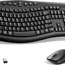 Wireless Keyboard and Mouse Combo, 2.4G Full Size Silent Ergonomic Curved Keyboard for Natural typing and 3-Level DPI Adjustable Quiet Mouse for Windows,Mac OS Desktop/Laptop/PC/Office and Home(Black)