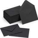 100 Pack 4 x 2.75" Mini Envelopes 120GSM Black Gift Card Envelopes Bulk Small Paper Gift Card Sleeves Greeting Card Business Card Tiny Envelope Pockets for Card & Invitation