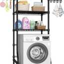 Ulif U8 Medium Laundry Room Storage Organizer, Over the Washer and Dryer Storage Shelves for Laundry Organization, 32.3W x 17.3D x 76.2H, Suit Washing Machine Width within 29.9, Hold 304 lb, Black