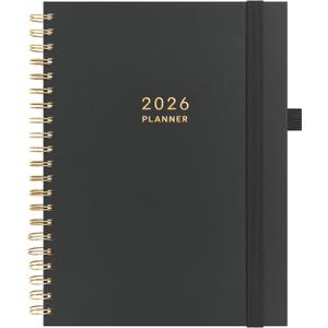 And Per Se 2026 Planner, A4 Size-Daily, Weekly & 18-Monthly Planner, Daily Schedule, Monthly Tabs, 100 GSM Thick Paper(Black)