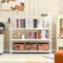 HCHQHS Bookshelf, 4-Tier Industrial Bookcase, White Open Book Shelf, Freestanding Tall Bookshelves with Metal Frame