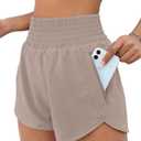 BMJL Women's Athletic Shorts High Waisted Running Short Pocket 2.5" Sporty Shorts Gym Elastic Workout Shorts (XX-Large, Khaki)