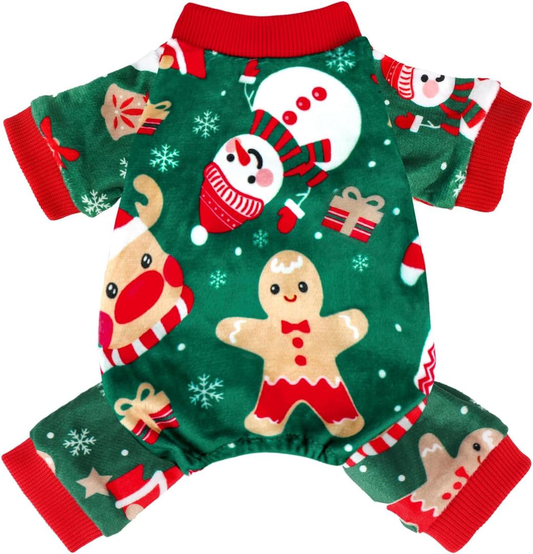Dog Christmas Pajamas Soft Lightweight Velvet Dog Christmas Outfit Warm Pet Winter Clothes for Small Medium Large Pet Dogs Cats (S (Back: 8",Chest: 12.5", Neck: 9"))