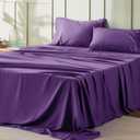Bedsure California King Sheet Sets - 4 Pieces Soft Cal King Sheets - Breathable & Cooling - Hotel Luxury - Easy Care Polyester Microfiber Bedding for Women, Men, Purple