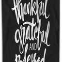 Thankful Grateful and Blessed Hand Towel Romantic Quote On Black Soft Bathroom Towels Face Washcloths Hand Towels for Sport Gym Travel SPA 30Lx15W Inch