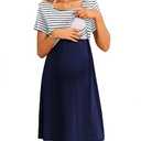 Ekouaer Maternity Summer Dress Breastfeeding Baby Shower Nursing Friendly Dresses Pregnancy Labor and Delivery Gown Clothes, Size XL
