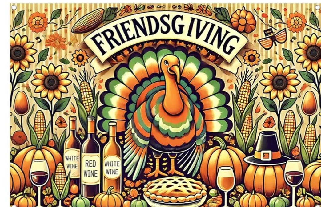 WOLADA Friendsgiving Backdrop Friendsgiving Banner Thanksgiving Party Photography Background 70.8x47.2 Inches FW124