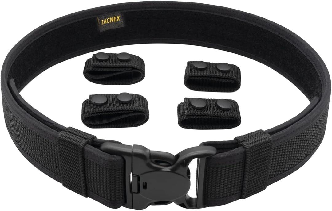 TACNEX Duty Belt w/ 4 Keepers 2.25" Nylon Stiff Utility Belt Police Correctional Officer Work Patrol Gear Carrier XL