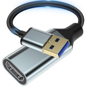 Herfair USB to HDMI Adapter [1080P Full HD] HDMI Adapter for Laptop to Monitor USB 3.0 to TV Screen Converter Connector for MacOS/Windows 11/10/8.1/8/7 Computers Desktops PC MacBook (One HDMI Port)