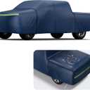KAKIT Truck Cover Waterproof All Weather, Wear-Resistant Lightweight Fabric with Door Zipper and Tear Resistant Quick Drainage Holes, 5 Windproof Straps, Navy Blue (Truck Up to 250''L)