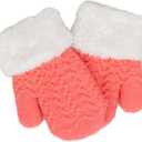Winter-Kids-Mittens for Toddlers 2-6 Years - Windproof & Fleece Lined Knit Snow Gloves, Soft Warm Gloves for Boys-Girls (Pink)