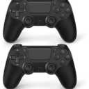 FASIGO 2 Pack Wireless Controller for PS4 Slim/Pro, 20hs Rechargeable Controller with Dual Vibration, Ergonomic Grip, Compatible with playstation 4 (Black)