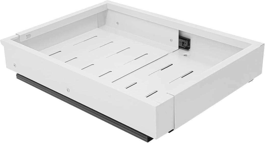 Pull-Out Drawer, Adjustable Length & Width Under Cabinet Drawer Under Sink Organizer with Breathable Holes & Raised Guardrails Under Sink Pull Out Shelf for Kitchen, Bathroom