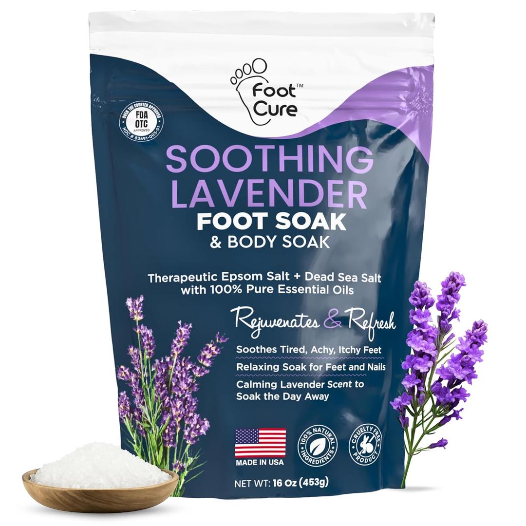Soothing Lavender Foot Spa with Epsom Salt Bath Soak  Pedicure Foot Soak Tub & Feet Massager Spa  Relaxing Scrubber & Dead Skin Remover  Ionic Foot Bath Detox for Feet Care & Soaking (1 Pound (Pack of 1))
