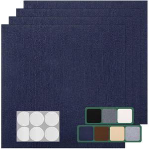 VallisCo Carpet Tile 20 Pack 24” X 24” Self Adhesive Carpet Floor Tiles Anti-Slip Squares Peel and Stick Floor Tile DIY Installation for Bedroom(Blue)