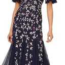 Adrianna Papell Womens Beaded Mesh Midi Dress Size 14